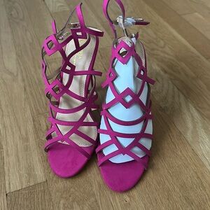 Brand new Olivia Jaymes hot pink cage style heels
